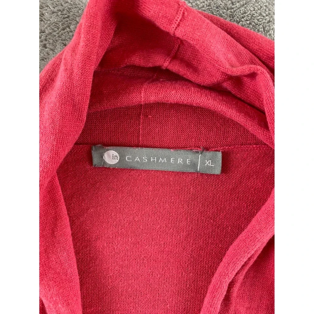 In Cashmere Womens Pink Open Front Shawl Collar Cardigan 3/4 Sleeve XL Soft Knit